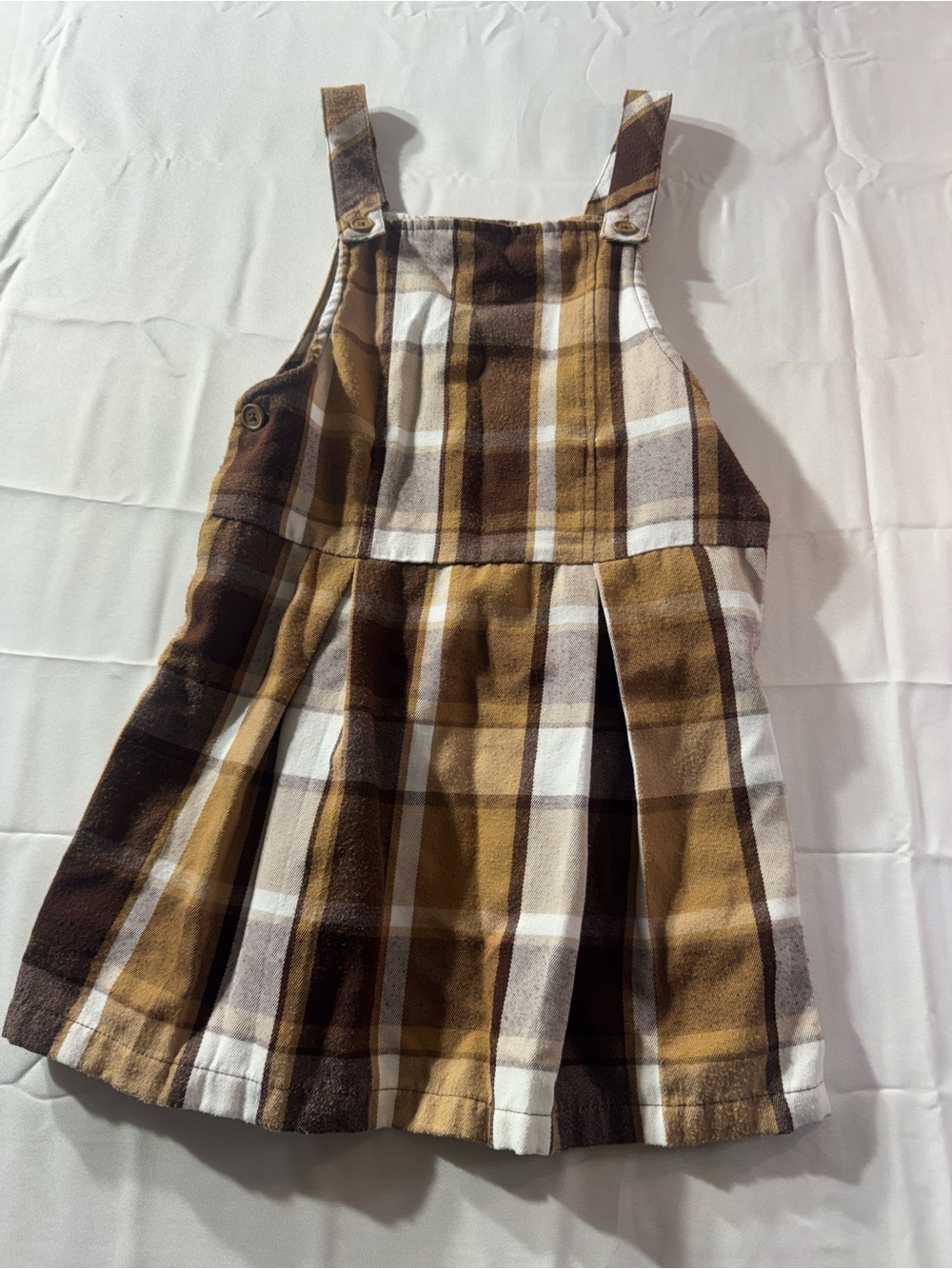 Sincerly Jules 7 Brown Tan White Plaid Pinafore Dress